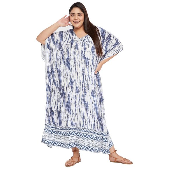 Gypsie Blu Dresses & Skirts - Women Plus Size Fit and Flare White Kaftan Maxi Dress by Gypsie Blu